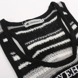 Women Vest Striped Color Matching Knitted Short Vest Summer Letter Vest