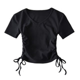 Women's T-Shirt Summer V-neck Short-Sleeved T-shirt Women's Pure Short Top