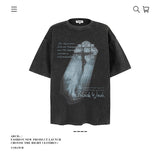 American vintage street T-shirt pure cotton retro men's and women's summer loose half sleeves