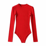 Women T-shirt Spring Slim-Fit Base Bodysuit Women round Neck