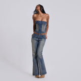 Women Jeans Denim Suit Spring Straight Low Female