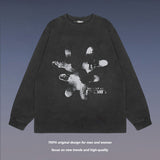 Men Long Sleeve Shirt Printed Autumn and Winter Washed Long Sleeve Bottoming T-shirt Men and Women Ins