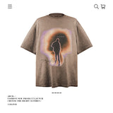 American vintage street T-shirt pure cotton retro men's and women's summer loose