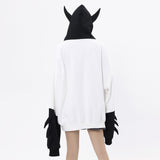Men Hoodie Masked Bat Hooded Cardigan Sweater Letter Towel Embroidery Coat