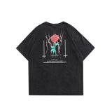Men T Shirt Rose Printed Short-Sleeved T-shirt Men and Women Couple Loose Top