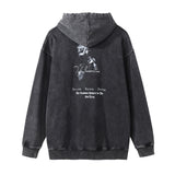 Men Hoodie Printing Distressed Wash Hooded Pullover Loose