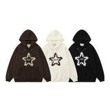Men Hoodie Five-Pointed Star Embroidered Sweater Men's Long Sleeve Loose