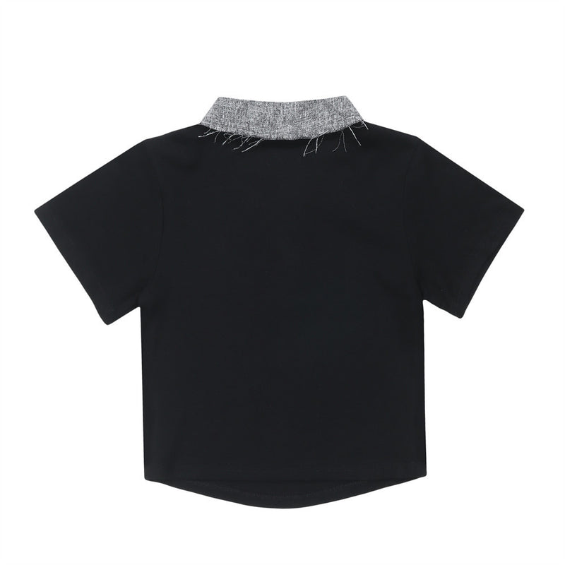 Women T-shirt Polo Collar Short T-shirt Women's Midriff-Baring Short Sleeve Top