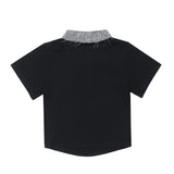 Women T-shirt Polo Collar Short T-shirt Women's Midriff-Baring Short Sleeve Top