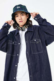 Unisex Jacket Fall Raw Wash Shirt Women's Clothing