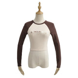 Women T-Shirt Fall Color Contrast Long Sleeve T-shirt Women Short Bottoming Shirt