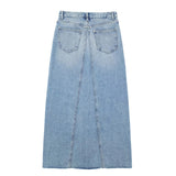 Women Skirt Vintage Mid-Length A- line Skirt Denim Skirt