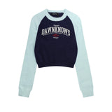 Women Sweater Splicing Knitwear Loose-Fitting Women's Autumn Crew Neck Sweater