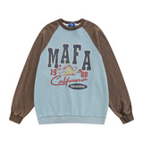 Men Hoodie Raglan Sleeve Pullover Sweater Boys Letter Print round Neck Loose Top