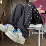 Men Sweatpants Men's Summer Loose Straight Sports Pants Wide Leg Leisure
