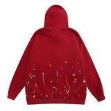 Men Hoodie Hip Hop Paint Splash Cardigan Sweater