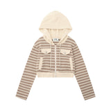 Women Hoodie Short Hoodie Knitted Women's Autumn Zipper Jacket