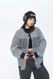Unisex Jacket Fall Stand Collar Stitching Denim Jacket Women's Clothing