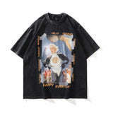 Men T Shirt Vintage Print Short Sleeves Men's and Women's Fashion Brand T-shirt Loose round Neck