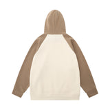 Men Hoodie Printed Pullover Hooded Sweater Men's Stitching Raglan Sleeve Sports Hoodie