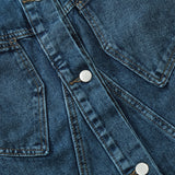 Men Denim Jacket Color Matching Men's Letter Embroidery Patchwork Denim Jacket