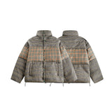 Unisex Jacket Winter American Retro Plaid Couple Cotton