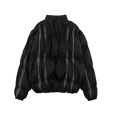 Men Cotton Mixed Jacket Coat Stitching Contrast Color Striped Bread Coat Men's Winter Cotton Dress Loose Zip Coat