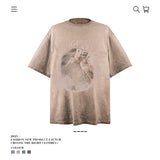 American vintage street T-shirt retro men's loose casual half-sleeved shirt