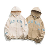 Unisex Sweatshirt Autumn Embroidery Zipper