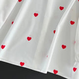 Women T-shirt Heart Printing Long Sleeve Shirt Loose Top
