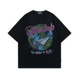 Men's T Shirt Printed Distressed Short-Sleeved T-shirt Men's and Women's Retro Loose