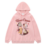 Men Hoodie Kitten Printed Hoodie Men's Casual Pullover