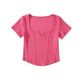 Women T-Shirt T-shirt Women's Summer Short Sleeve Skinny V-neck Top