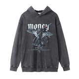 Men Hoodie Print Washed and Worn Hooded Pullover Men's Casual