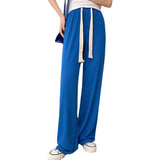 Palazzo Pants High Waist Drooping Ice Silk Wide-Leg Pants Women's Loose All-Matching Straight Casual