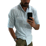 Men Shirt Printed Long Sleeve Summer Open Lining