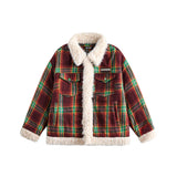 Unisex Jacket Winter American Plaid Fur Cotton-Padded Coat