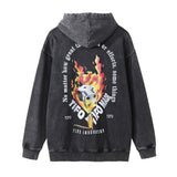 Men Hoodie Printed Hood Sweater Men Loose Washed-out Distressed