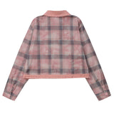 Women Long Sleeve Shirt Color Matching Plaid Short Long Sleeve Shirt Women's Coat