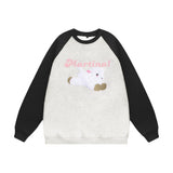 Men Hoodie Flocking Embroidered Animal Crew Neck Sweater