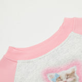 Women Hoodie Printed Short Sweater for Girls Spring and Autumn round Neck Long Sleeve