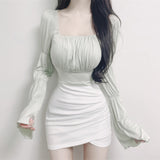 Women Long Sleeve Shirt Spring Short Waist-Controlled Top Women