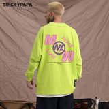 Men Long Sleeve Shirt Printed Long Sleeve T-shirt Men and Women Retro Loose Couple Casual