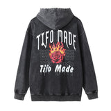 Men Hoodie Printed Hoodie Men's Loose Washed-out Distressed