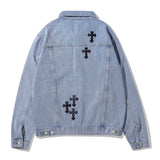 Men Denim Jacket Embroidered Washed Jeans Men's Ins Loose Jacket