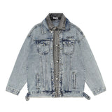Men Denim Jacket Men's Stitching Wash Loose-Fitting Denim Clothes Coat