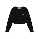 Women Sweater Short Letters Knitted Cardigan Jacket Girls' Sweater