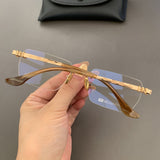 CHH Chrome Hearts Glasses Pure Titanium Frameless Business Square Retro Myopia Glasses Frame