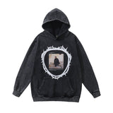 Unisex Vintage Hoodie Figure Print Cotton Sweater