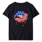 Women Independence Day T Shirt Printed Short-Sleeved Top Female Summer